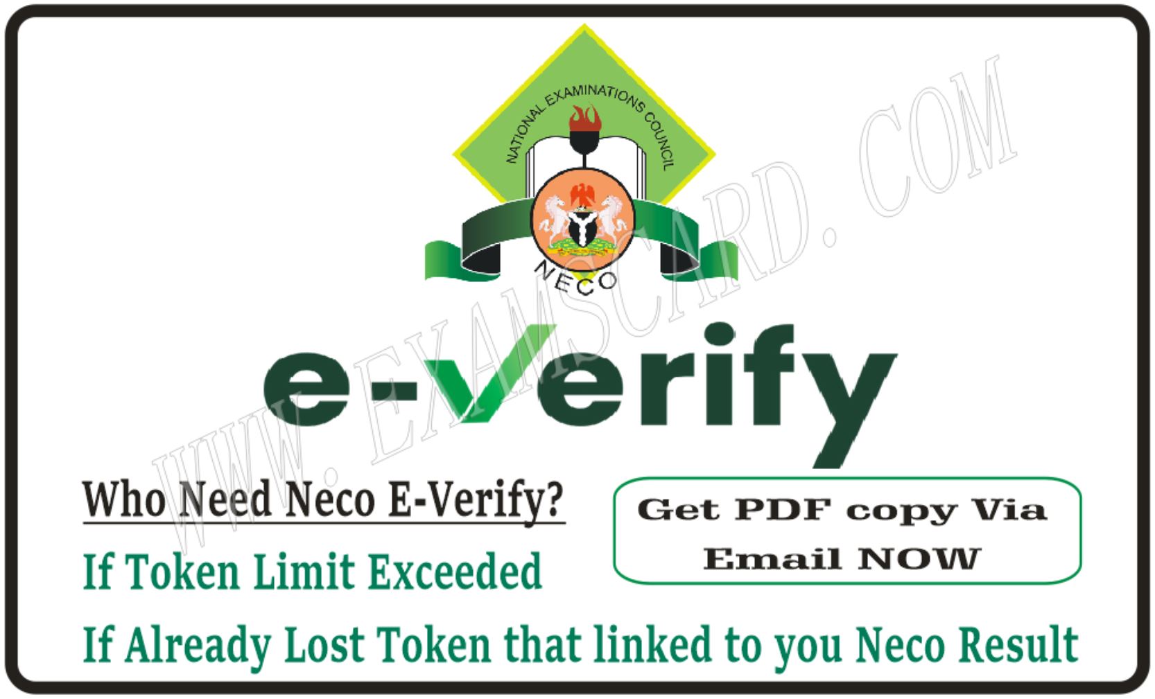 <b>Neco E- Verify PIN For Result Checking & Post UTME</b>